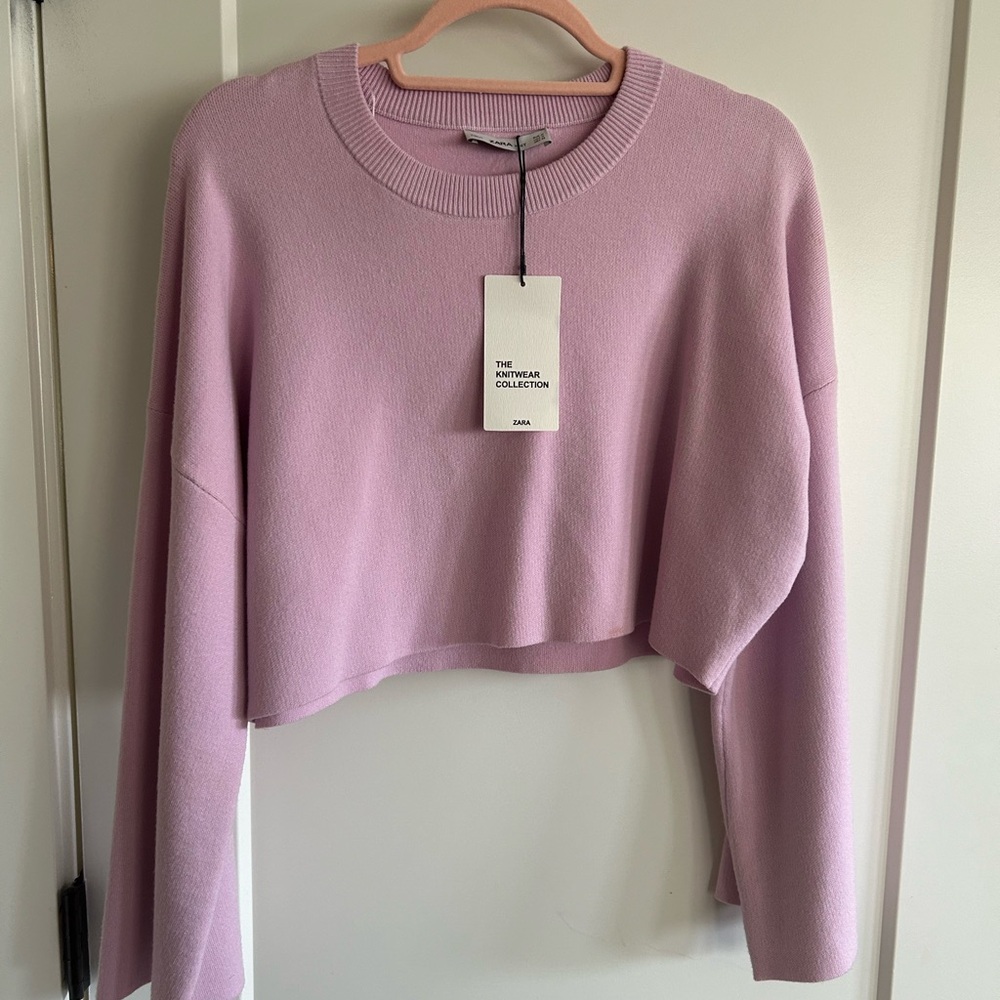 Zara Lilac Knit Crop Top, Size Medium, Never worn